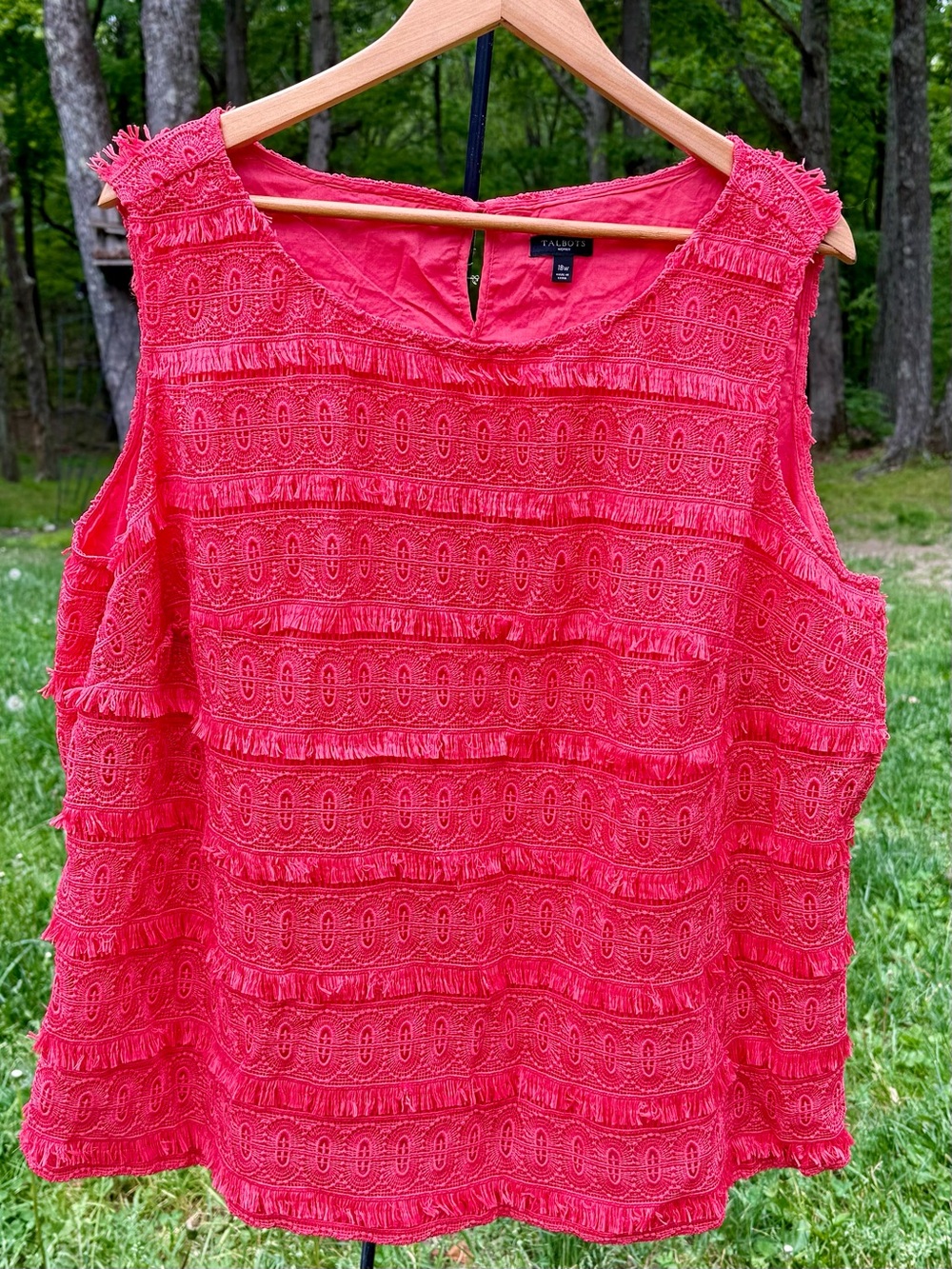 Talbots 100% Cotton Sleeveless Fringe Top